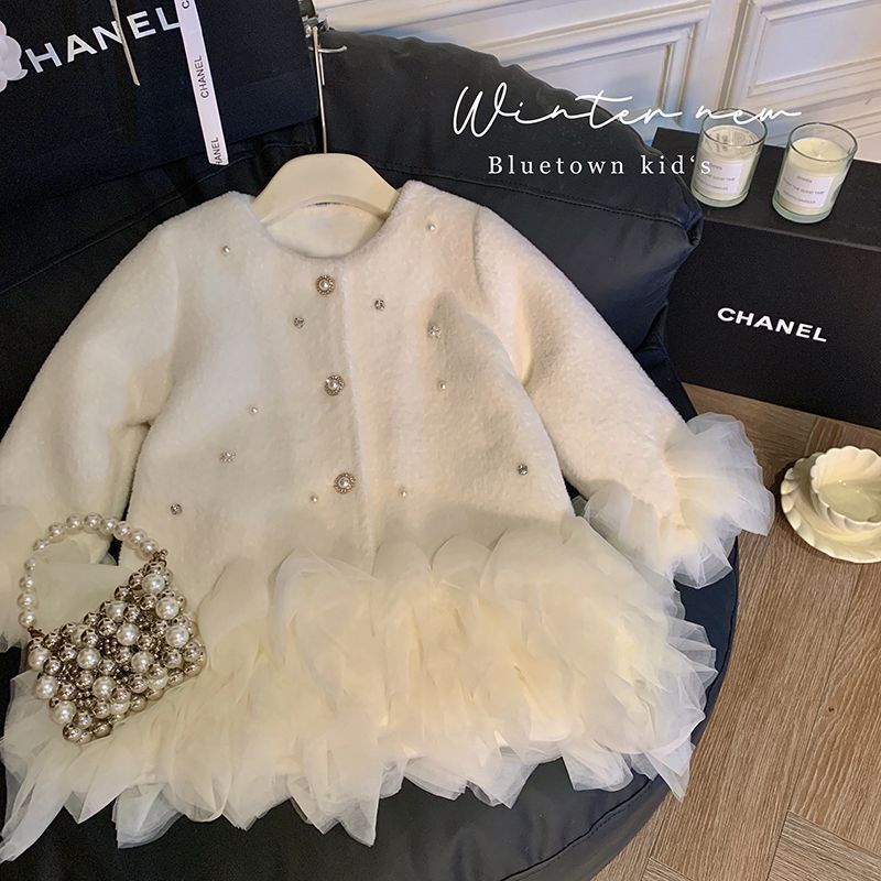 Winter Clothing For Babies - Cappotto da principessa peloso in rete