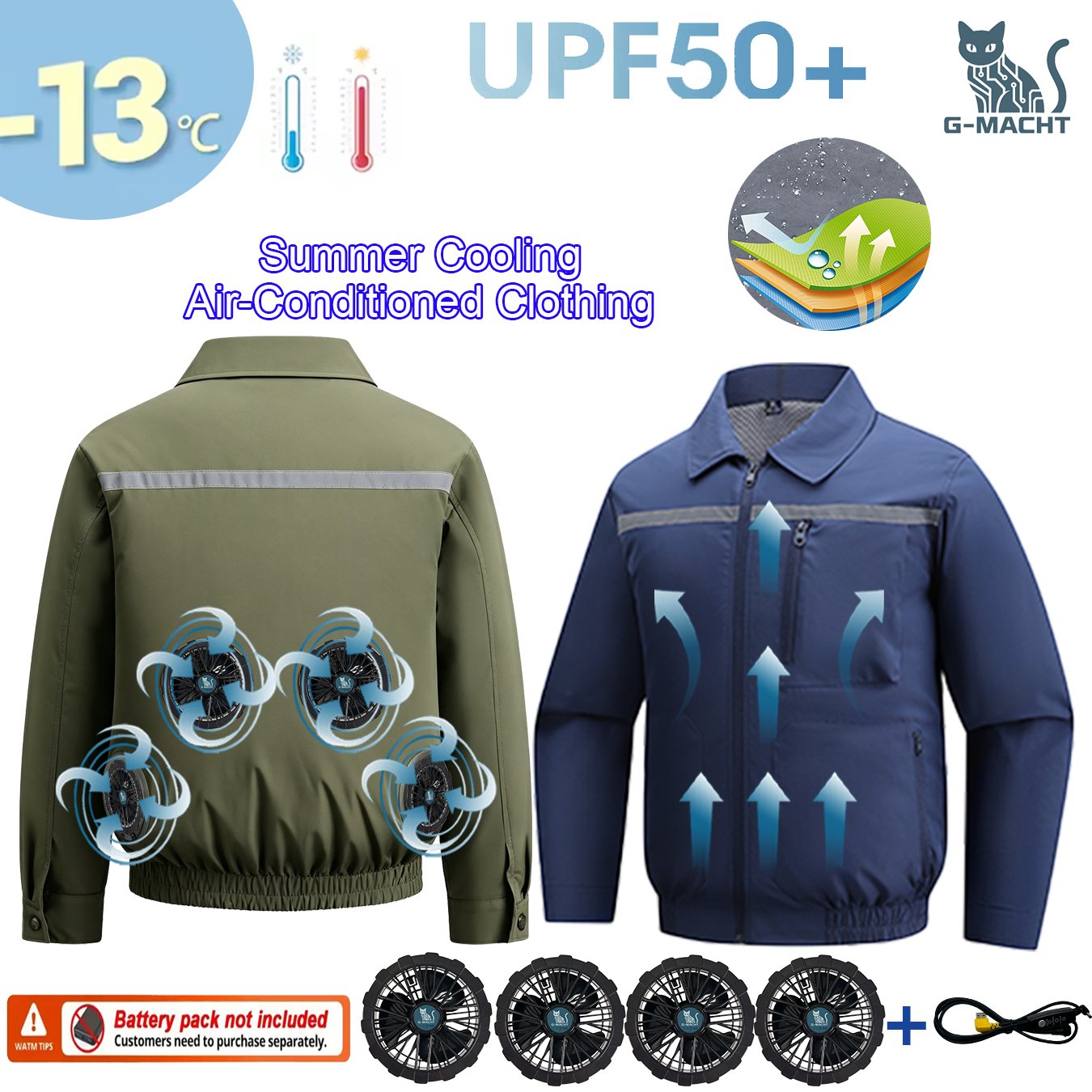 Down Vest Ultralight - Gilet Refrigerante Estivo con 4 Ventole,