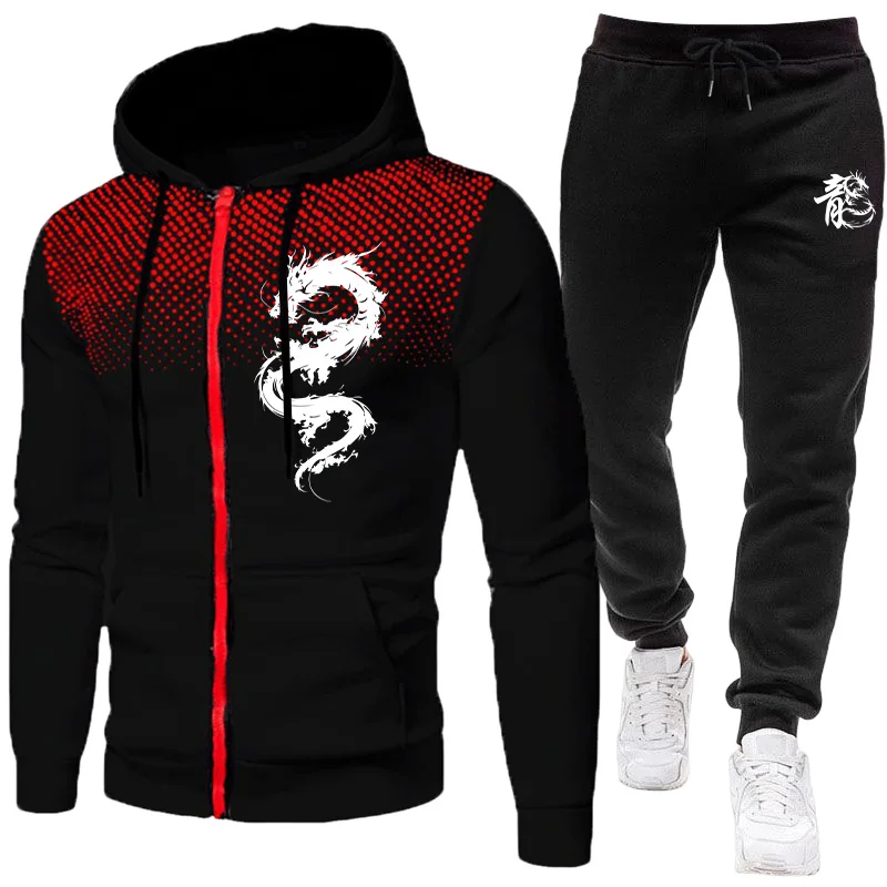 Winter Clothing Hoodie - Set da Uomo con Stampa Drago